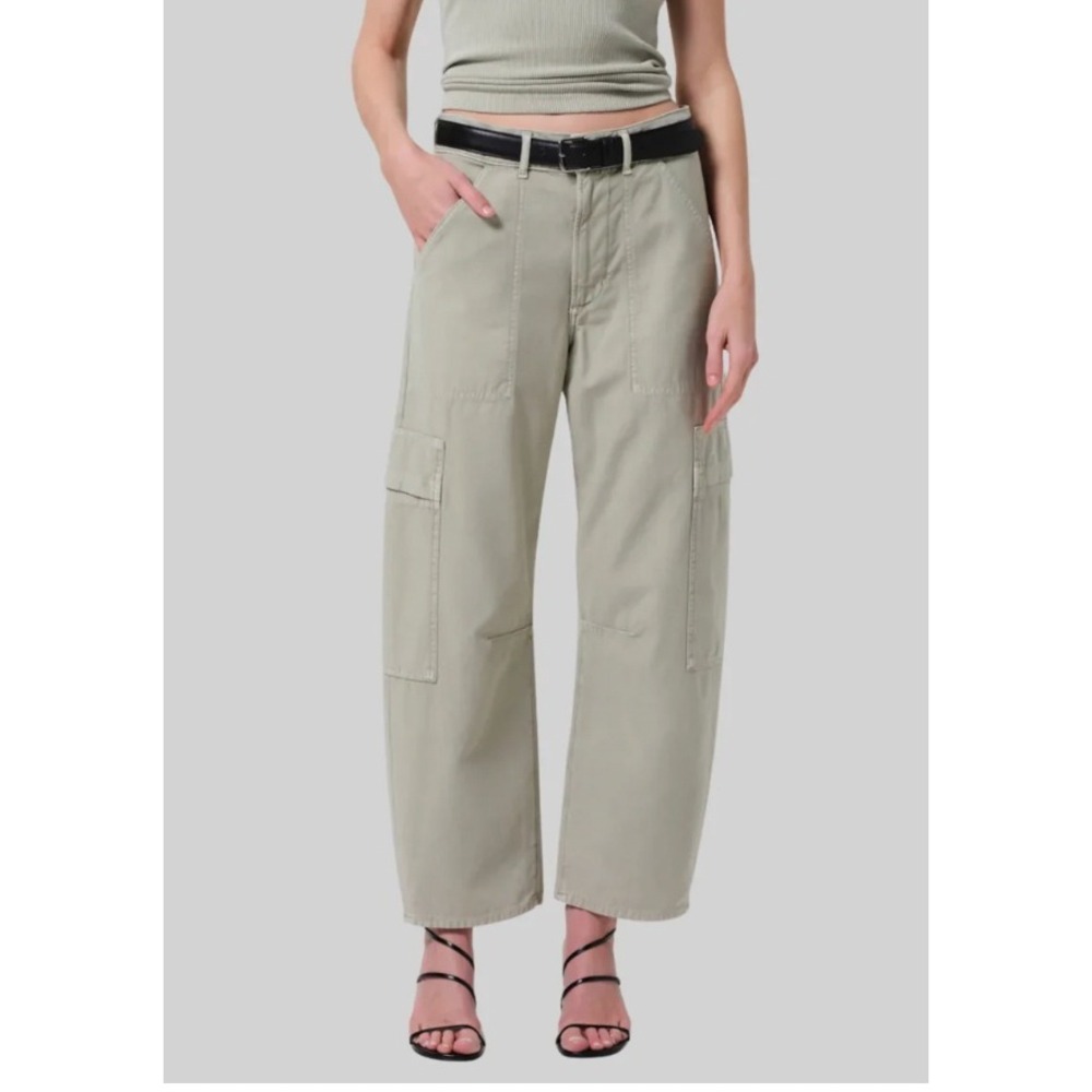 CITIZENS OF HUMANITY Marcelle Cargo Pants Green Wide Barrel Leg Women's Size 26